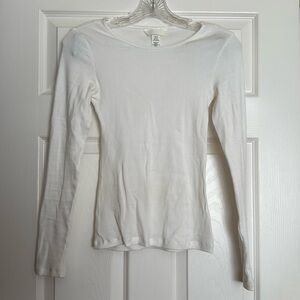 H&M White Ribbed Top XS